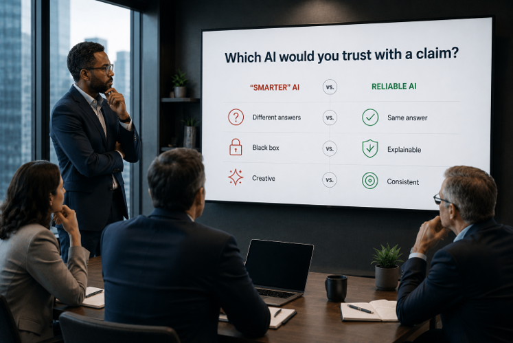 Claims professionals reviewing reliable AI audit results